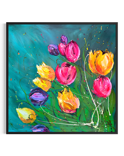 Carnival of Tulips - Large Original Contemporary Floral Painting