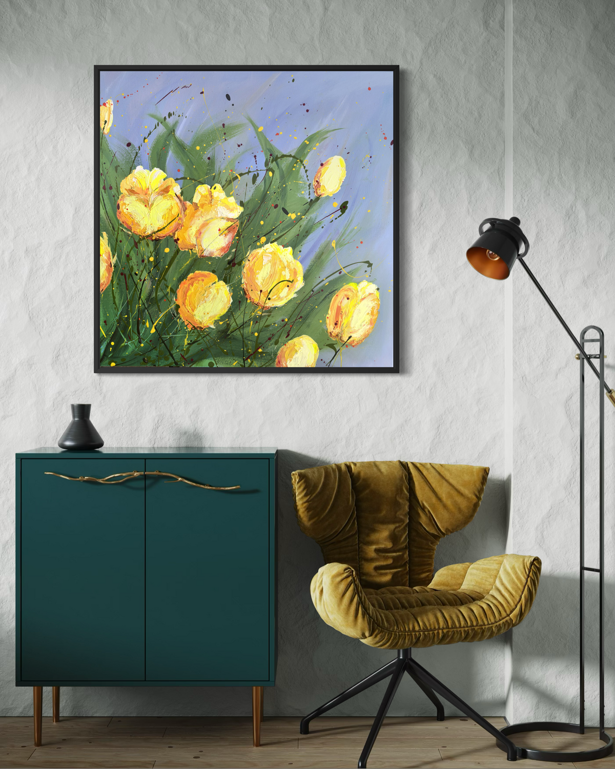 Lemon Bloom - Original Yellow Floral Painting