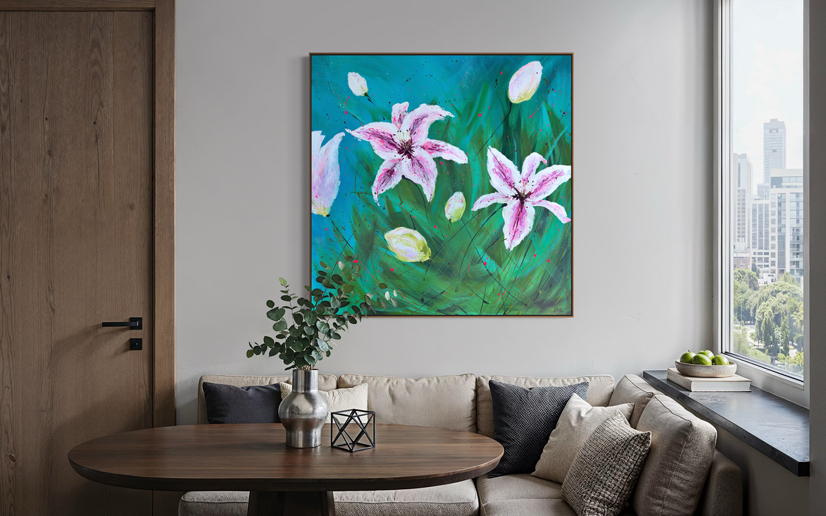 Stargazing - Large Original Contemporary Floral Painting