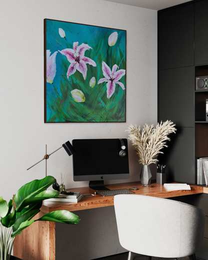 Stargazing - Large Original Contemporary Floral Painting