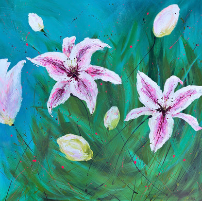 Stargazing - Large Original Contemporary Floral Painting