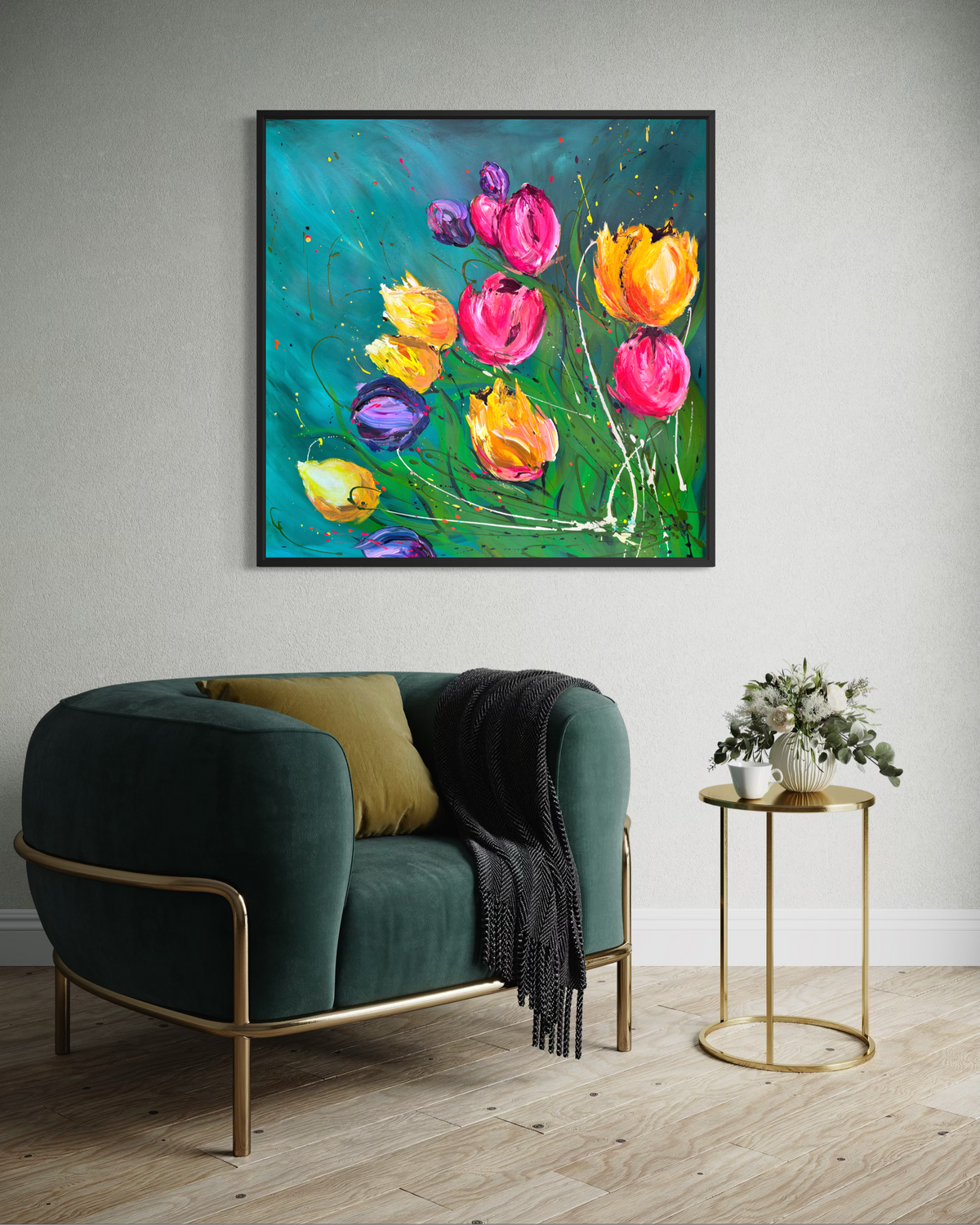 Carnival of Tulips - Large Original Contemporary Floral Painting