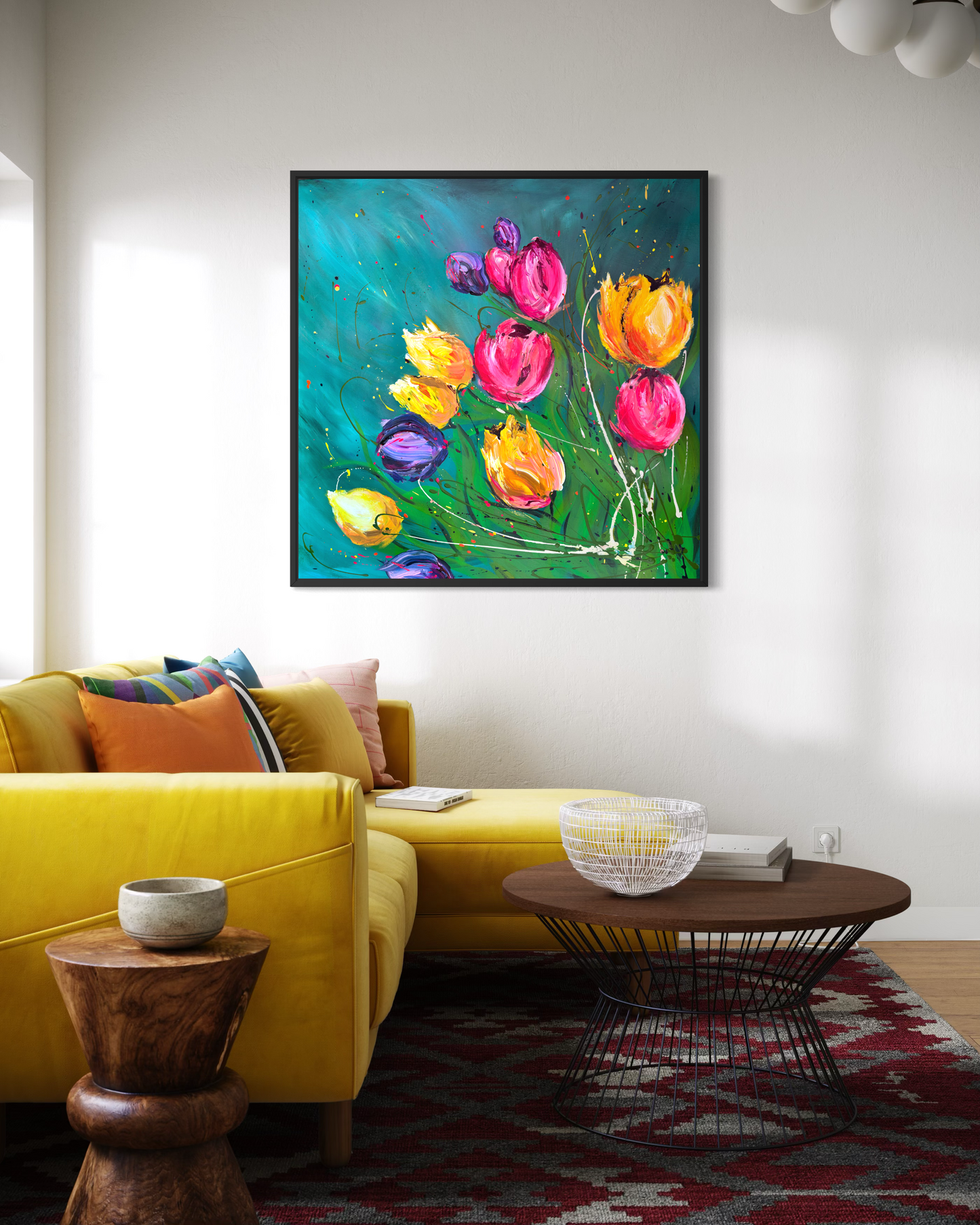 Carnival of Tulips - Large Original Contemporary Floral Painting